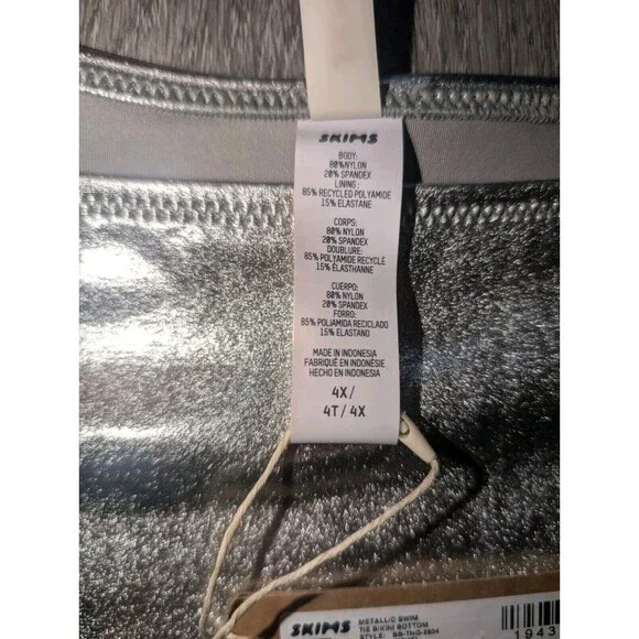 NWT SKIMS Metallic Swim Skimpy Triangle Bottom Side Tie Swimwear Nickle Size 4X - Picture 5 of 12
